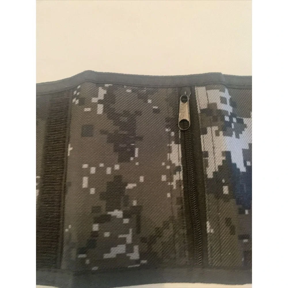 Tri-fold Wallet Mens Small Grey Digital Camo Tactical Canvas Hook Loop Key Clip